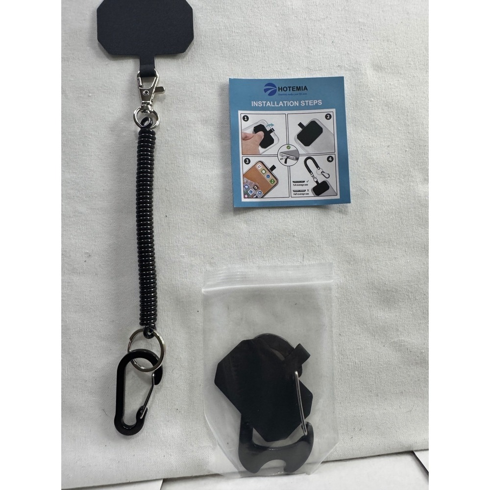 HOTEMIA Phone Tether Cell Phone Lanyard Black Coiled Spring Anti-Theft Strap New